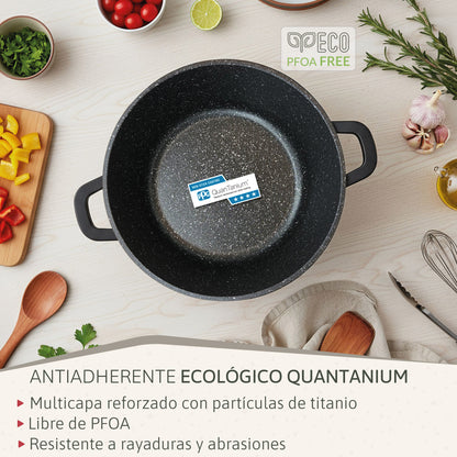 Briebe Cacerola Cocina Inducción Antiadherente Titanio, Cazuela 16cm, Aluminio Fundido Sin Pfoa, Tapa, Black Titanium_4