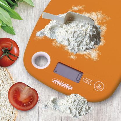 Báscula De Cocina Digital Extraplana, Medición 1gr, Hasta 5 Kg, Lcd, Función Tara, Medición Líquidos Mesko Ms3159o Naranja_2