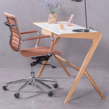 Silla De Escritorio Con Respaldo Bajo En Polipiel Y Reclinable - Alu_1