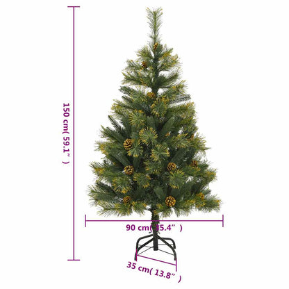 Vidaxl Árbol De Navidad Artificial Con Bisagras 150 Led Y Bolas 150 Cm_2