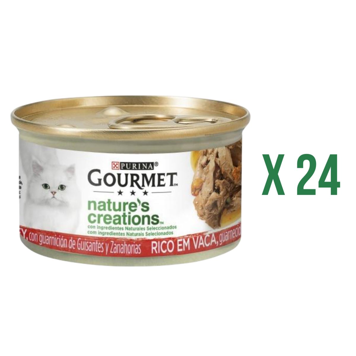 Embalagem de 24 mini filetes GOURMET Nature's Creations ricos em carne de bovino 85g