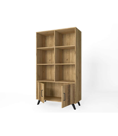 Estantería 2 Puertas 6 Huecos Nora Acabado Natural, 92.1cm(ancho) 160.2cm(alto) 40cm (fon_3