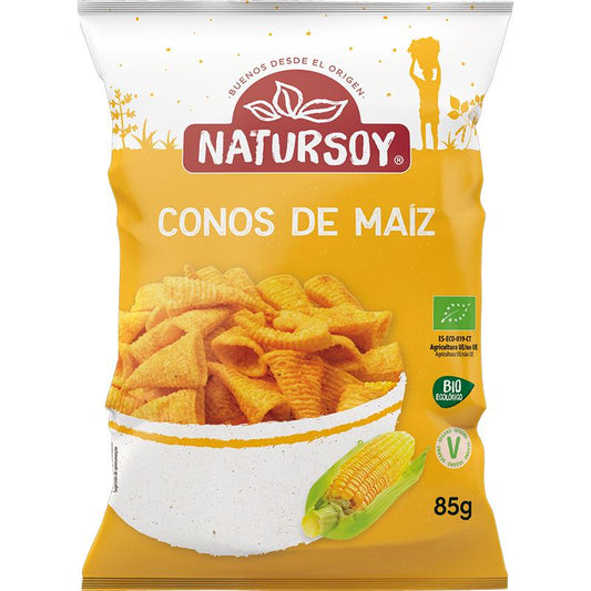 Cones de chips de milho biológicos Natursoy 85 gr