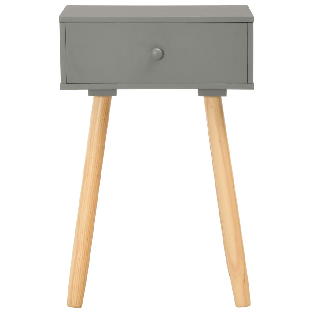Mesitas De Noche 2 Unidades Madera Maciza De Pino Gris_1