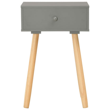 Mesitas De Noche 2 Unidades Madera Maciza De Pino Gris_1