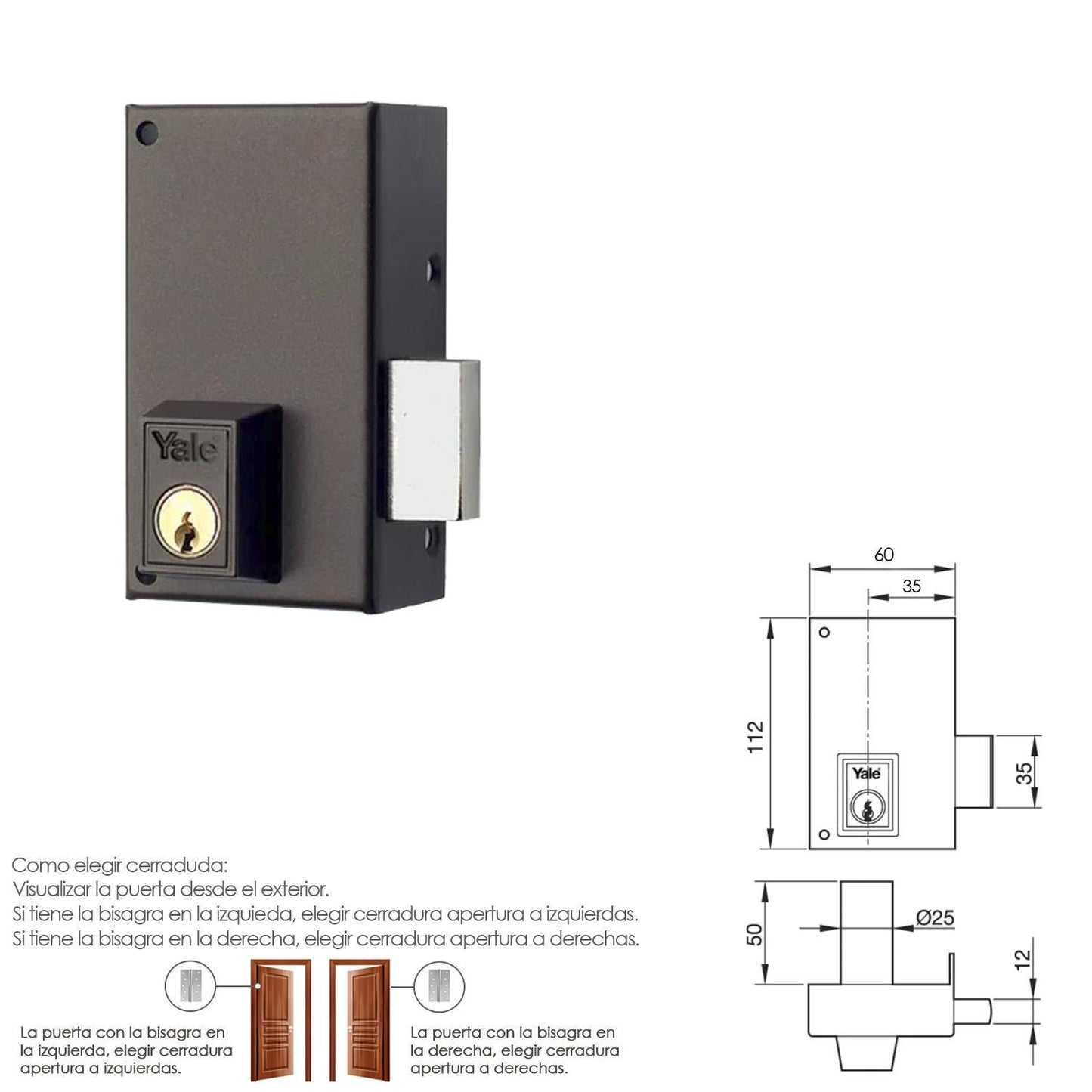 Cerradura Yale   56-c/hp/60/ Derecha_1
