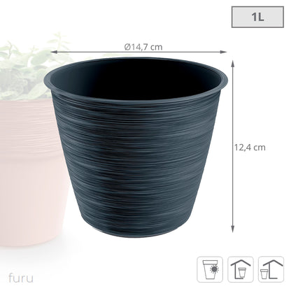 Maceta Furu 1l., Dimensiones (mm) 147x147x124, Color Antracita_2