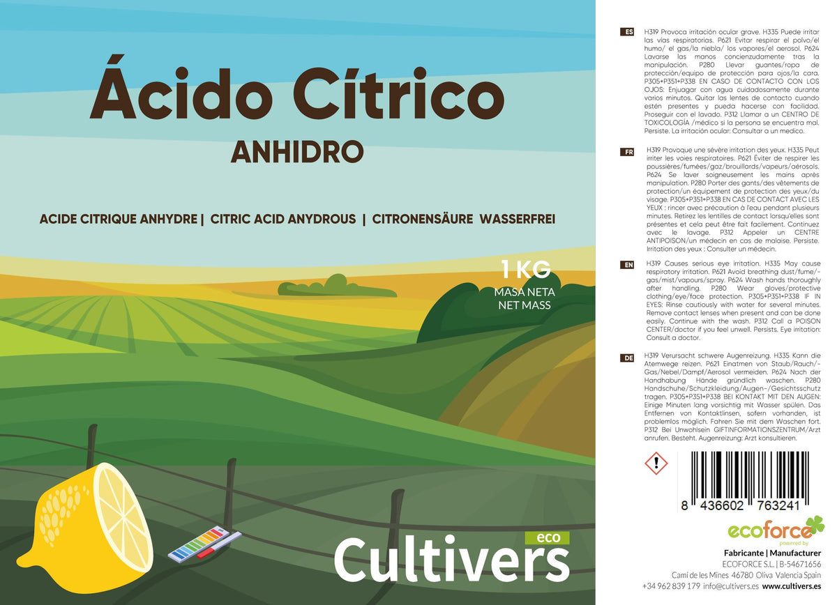 Cultivers Ácido Cítrico Anhidro 100% Puro 5 Kg | Limpiador Multiusos Ecológico | Corrector De Ph Para Agricultura Y…_1