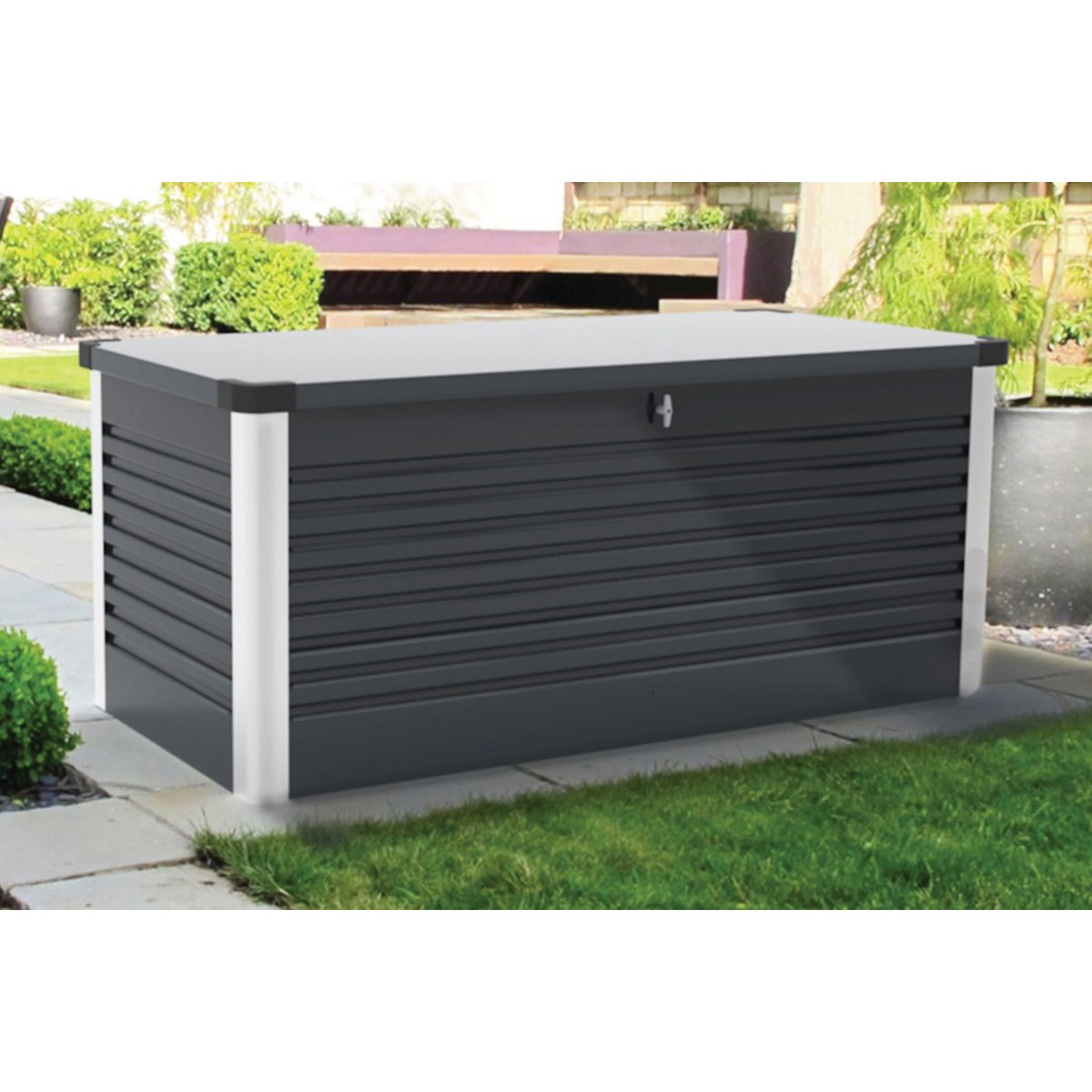 Baúl Exterior De Jardín Metálico (600 L, 135 X 67,5 X 69 Cm) - Trimetals - Color Gris Antracita_0