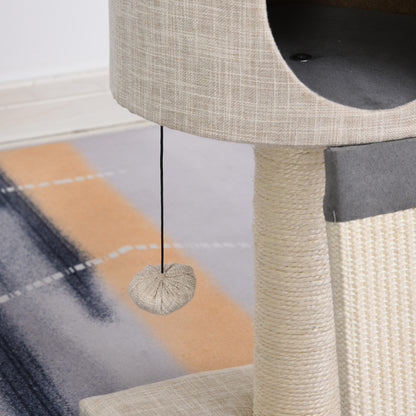 Pawhut Árbol Para Gatos 30x30x50 Cm Con Bola Colgante Cueva Suave Poste Rascador_4