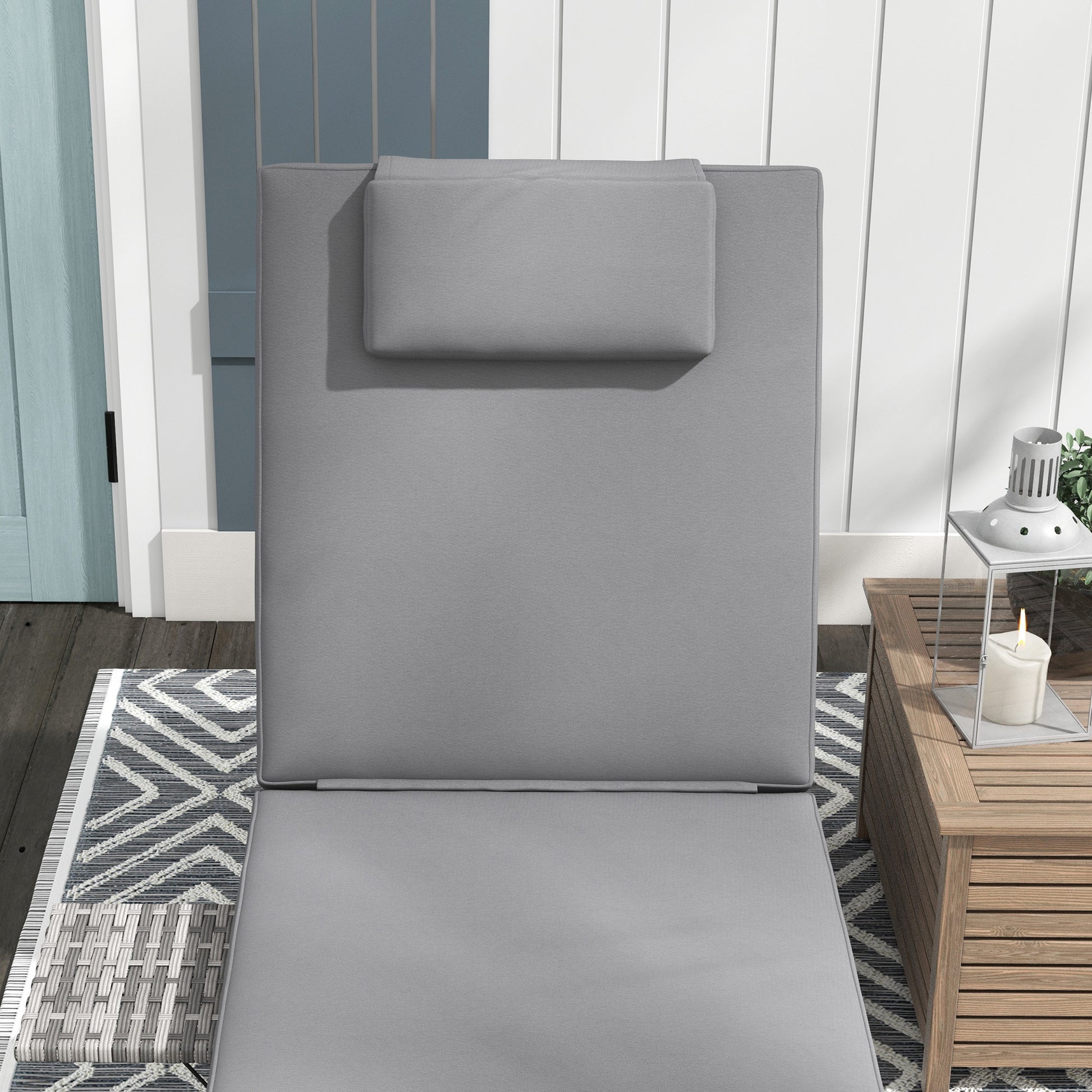 Outsunny Tumbona De Ratán Reclinable Con Respaldo Ajustable Gris_3