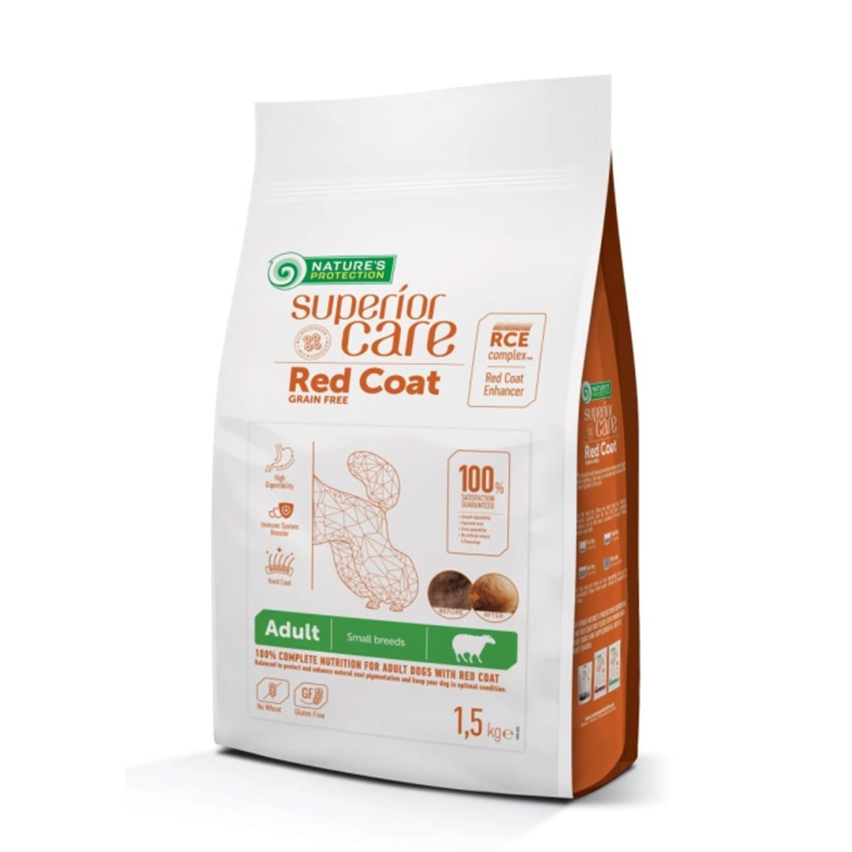 Nature's Protection Red Dog Grain-Free Cordeiro Adulto Raças Pequenas 1,5 Kg