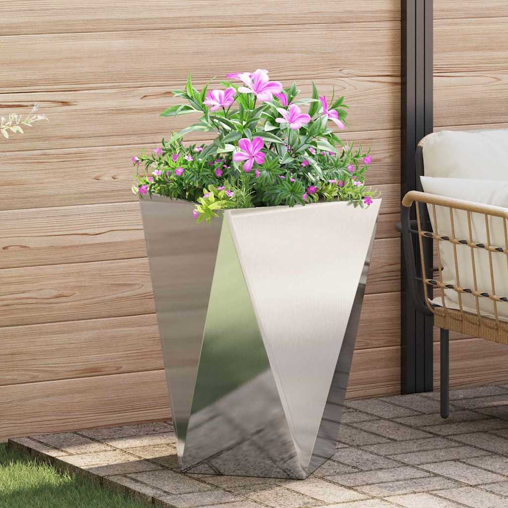 Jardinera 2 Uds. Plateado 50 X 50 X 75 Cm Acero Inoxidable_3