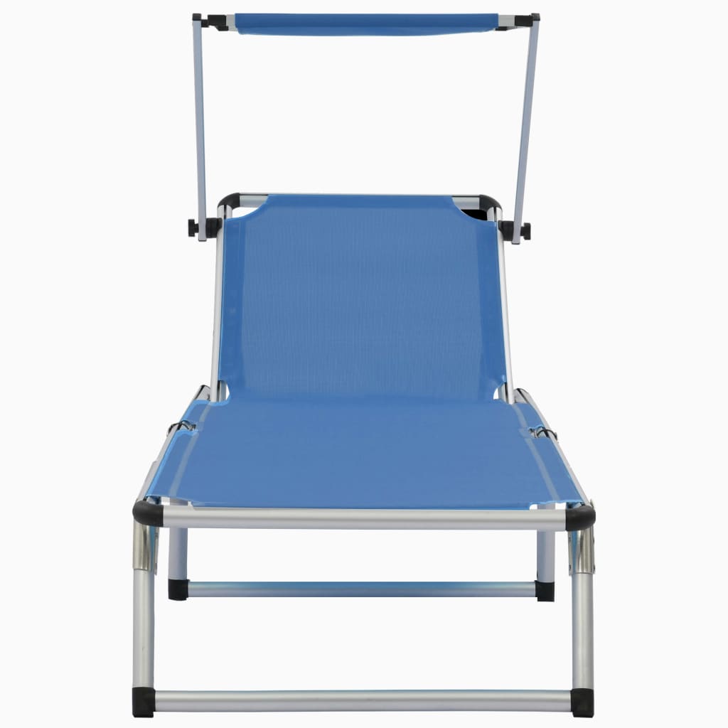 Tumbona Plegable Con Toldo Aluminio Y Textilene Azul_3
