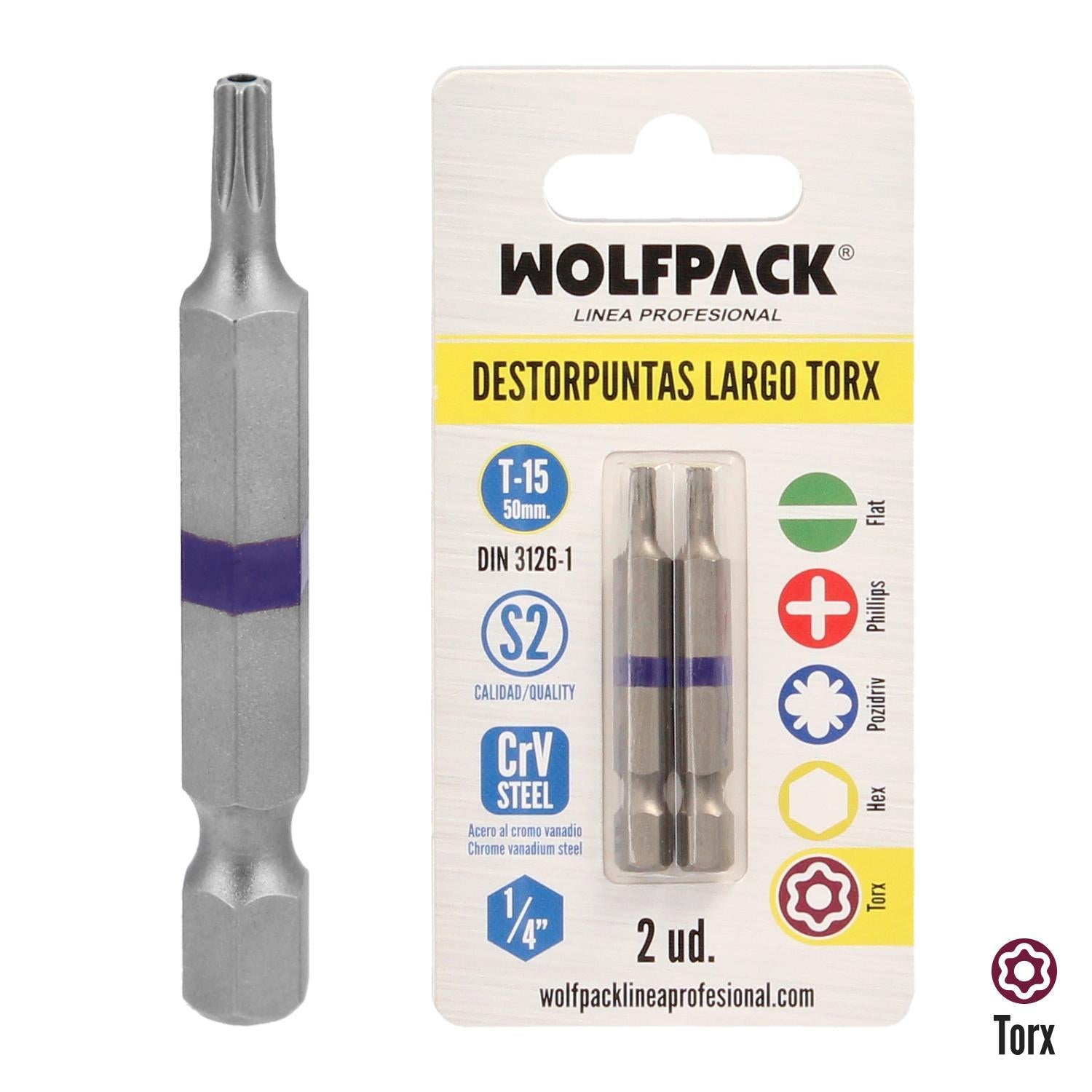 Puntas Largas Destornillador Torx T15 (2 Piezas). Acero S2 Al Cromo Vanadio. Puntas Hexagonales, Destorpuntas,_0