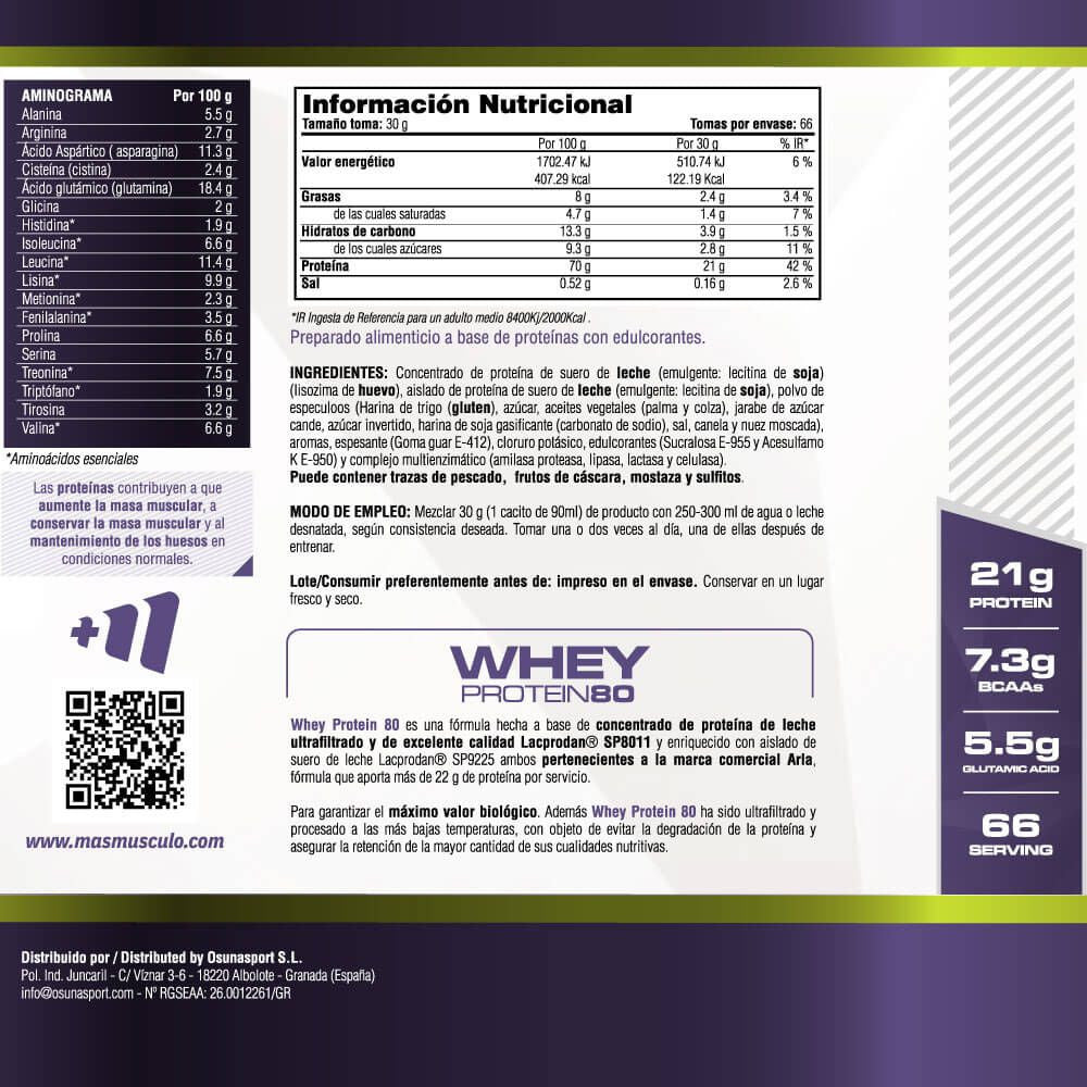 Whey Protein80 - 2 Kg - Galletas Speculoos - Aumenta La Masa Muscular - Masmusculo_5