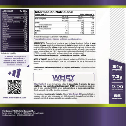 Whey Protein80 - 2 Kg - Galletas Speculoos - Aumenta La Masa Muscular - Masmusculo_4