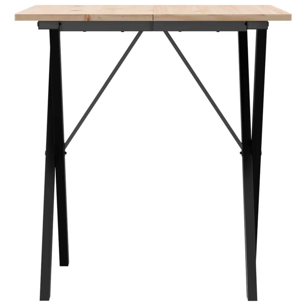 Mesa De Comedor Marco X Madera Maciza Pino Y Acero 60x60x75 Cm_2