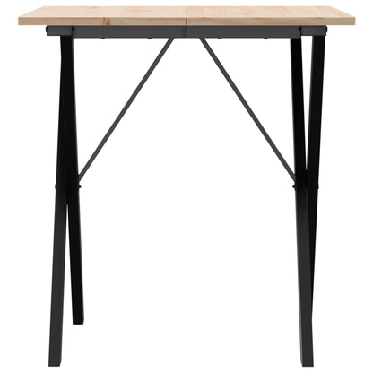 Mesa De Comedor Marco X Madera Maciza Pino Y Acero 60x60x75 Cm_2