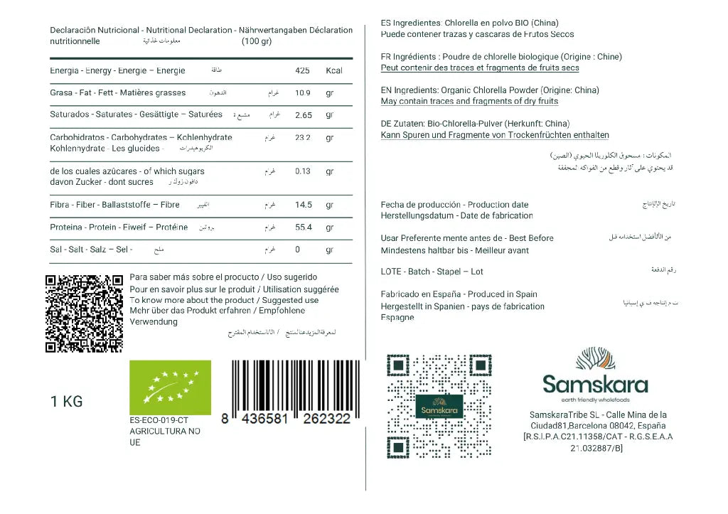 Chlorella En Polvo Bio - 1kg | Superalimento Ecológico Vegano Para Batidos, Smoothies Y Zumos, Sin Azúcares Añadidos_2