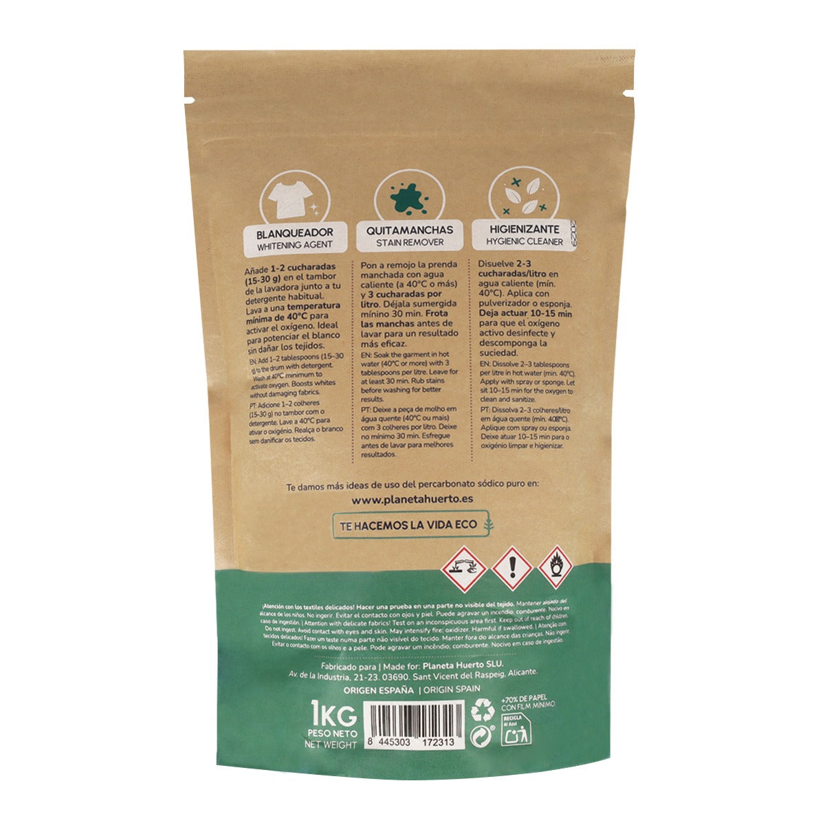 Embalagem 6x Percarbonato de Sódio Planeta Huerto 1 Kg