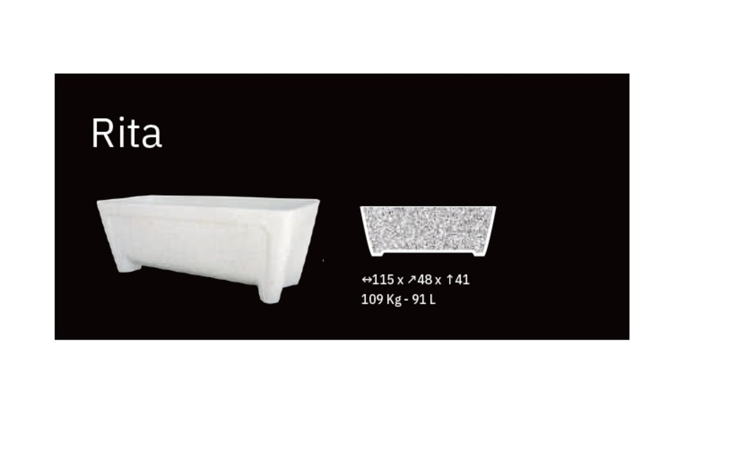 Jardinera De Granito Rita. 115 cm largo x 48 cm ancho x 41 cm alto. 109 kilos. 91 litros_1