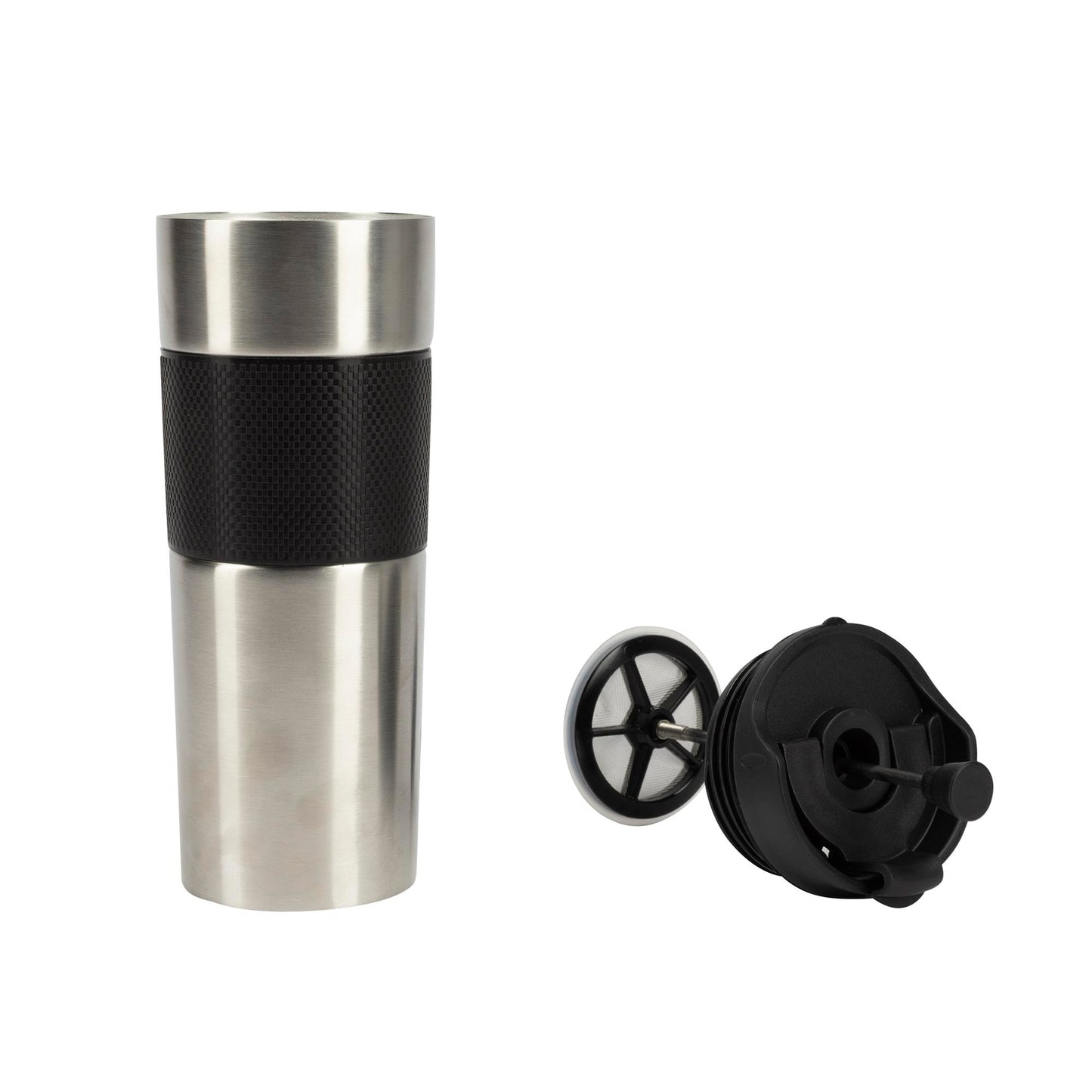 Taza De Viaje 460ml Lovers En Acero Inoxidable Y Silicona Negro Bergner_2