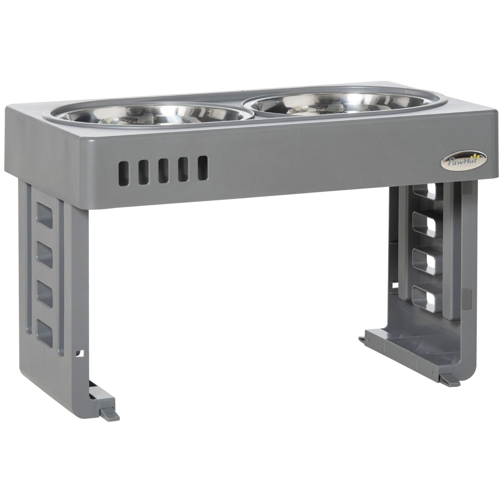 Pawhut Comedero Elevado Para Perros Con 2 Platos Altura Ajustable 44x27,7x28 Cm_0