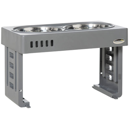 Pawhut Comedero Elevado Para Perros Con 2 Platos Altura Ajustable 44x27,7x28 Cm_0