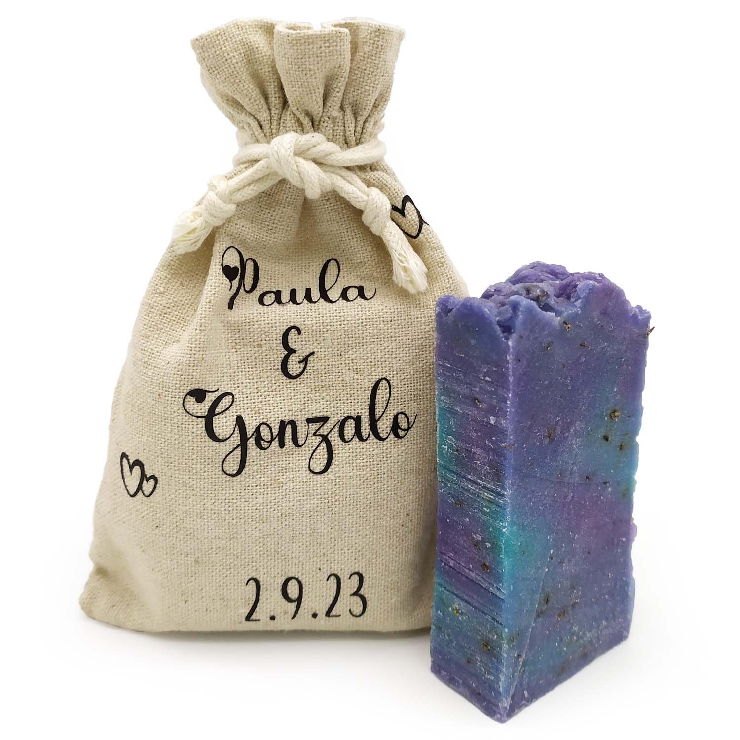 Jabón Natural Lavanda 90g En Bolsa Regalo De Yute - Piel Grasa - Calma La Piel Irritada - Reduce La Aparición Del Acné_4