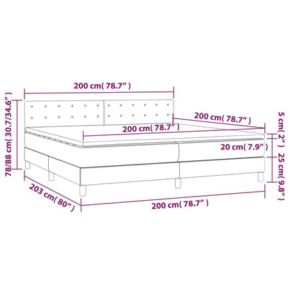 Cama Box Spring Con Colchón Y Led Tela Azul 200x200 Cm / Vetonek_3