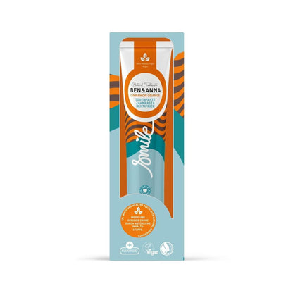 Ben &amp; Anna Pasta de dentes com flúor, canela e laranja, tubo de 75 ml