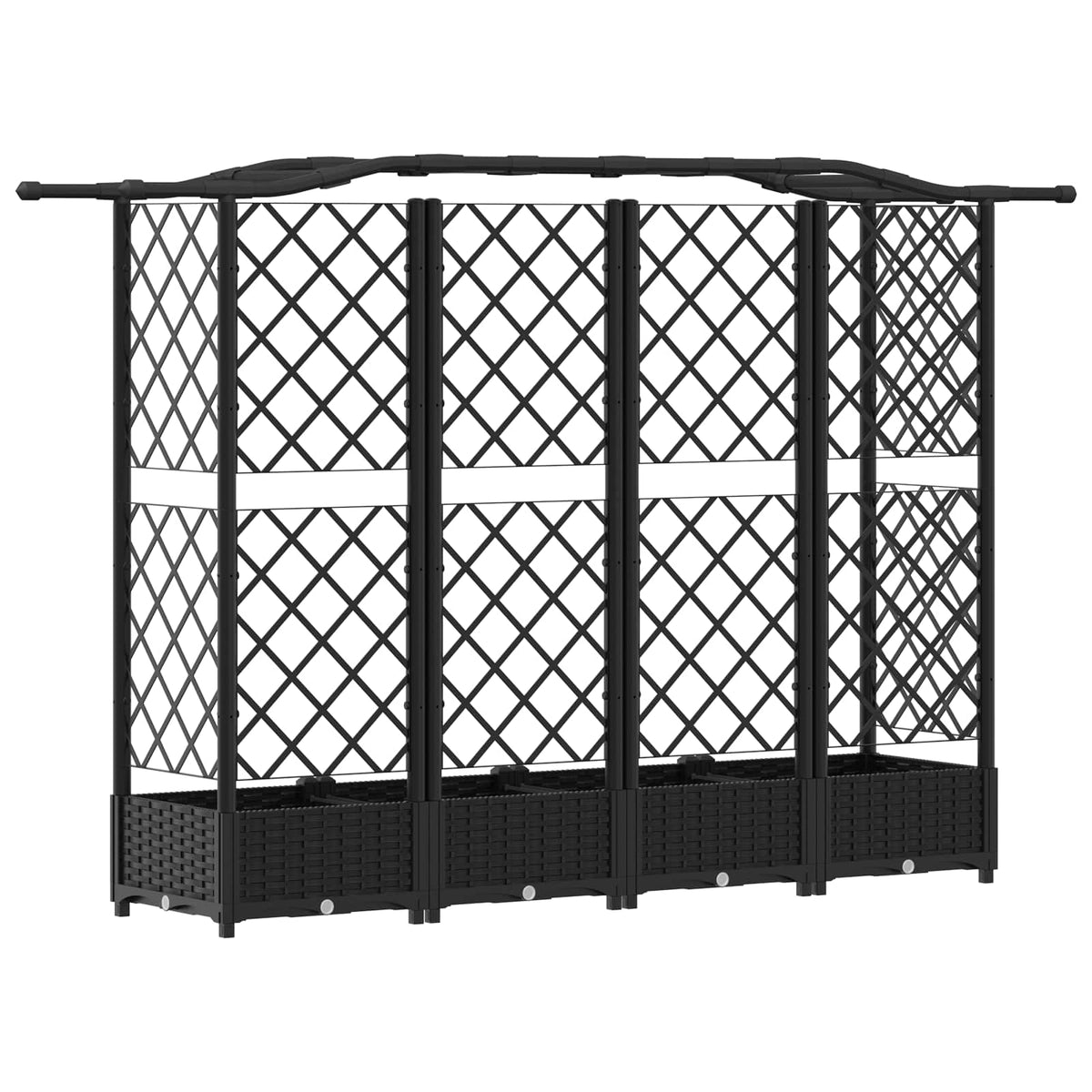 Cama Elevada Con Trellis Y Techo Negro 203,5 X 40 X 123 Cm Pp_4