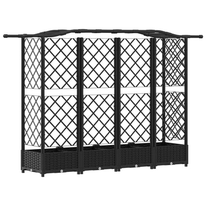 Cama Elevada Con Trellis Y Techo Negro 203,5 X 40 X 123 Cm Pp_4