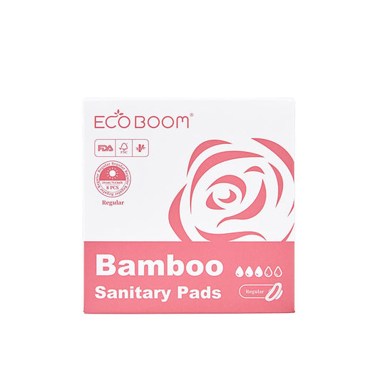 Almofadas de fibra de bambu biodegradáveis ​​Ecoboom regulares, 8 unidades