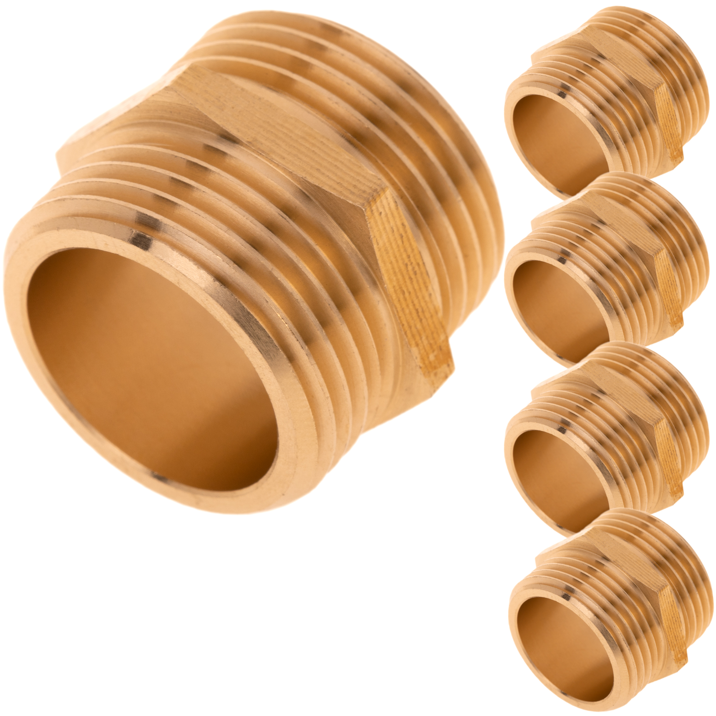 Pack De 5 Unidades Machón De Latón Zincado De 1/2“ Para Instalaciones De Agua_0