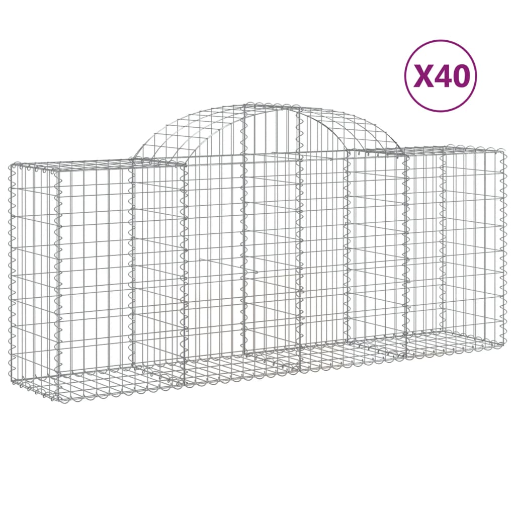 Cestas De Gaviones 40 Uds Forma De Arco Hierro 200x50x80/100 Cm_0