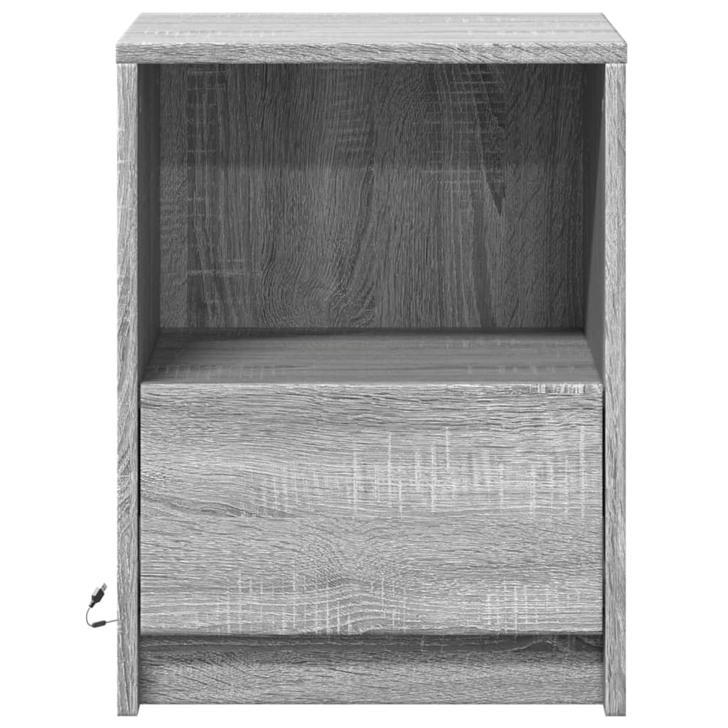 Mesita De Noche Con Luces Led Madera De Ingeniería Gris Sonoma_4