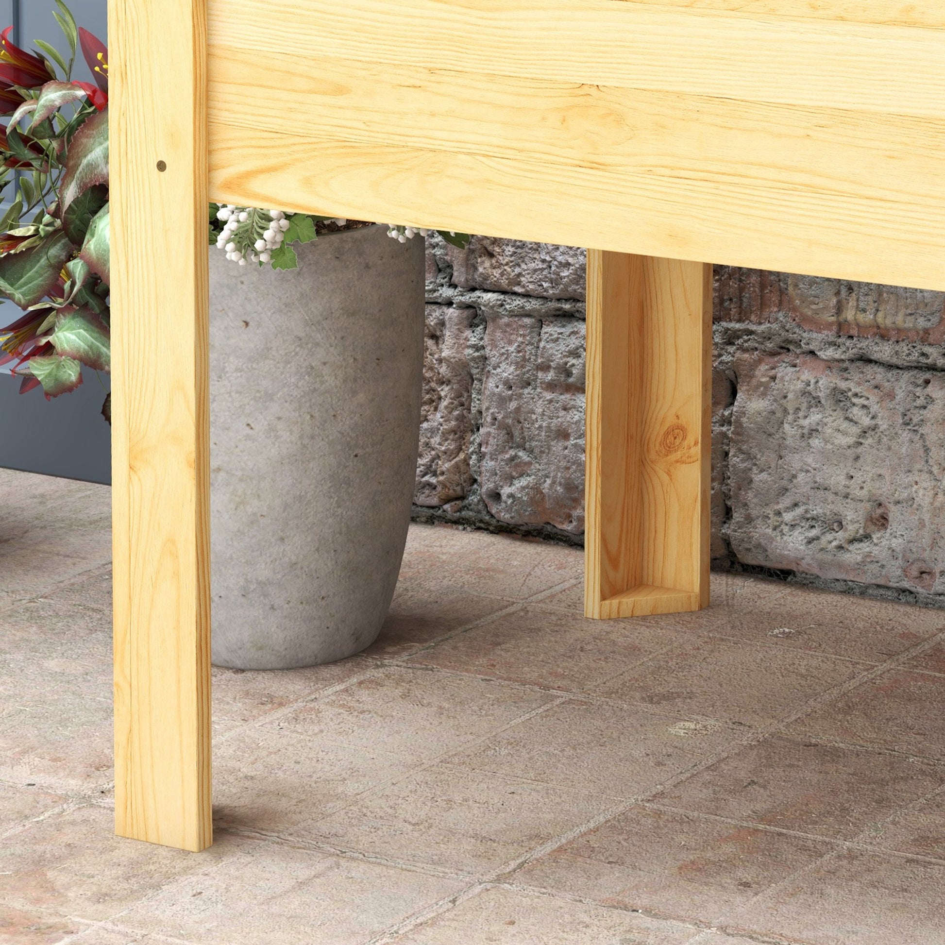 Outsunny Huerto Urbano Elevado Con Enrejado Carga 300 Kg 120x60x75 Cm Natural_3