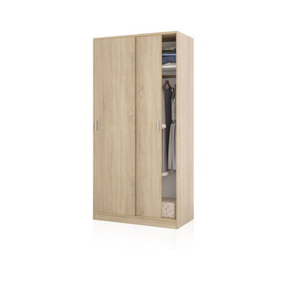 Armario Lenor 2 Puertas Correderas Melamina, Roble, 100 X 200 X 50_3