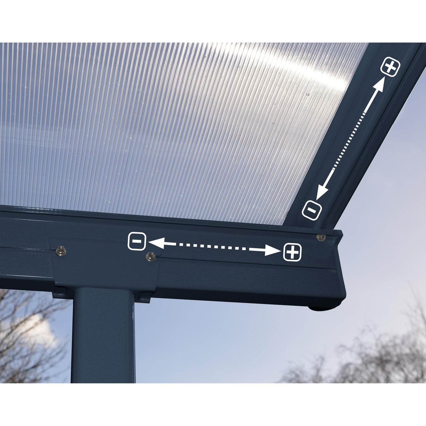 Pérgola anexa Sierra 299x924 cm cinzento 