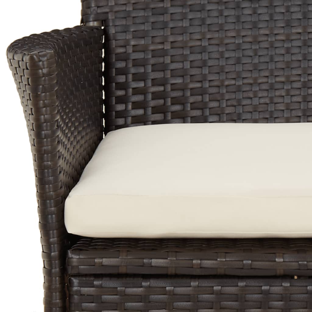 Vidaxl Set Comedor De Jardín 3 Piezas Y Cojines Ratán Sintético Marrón_4