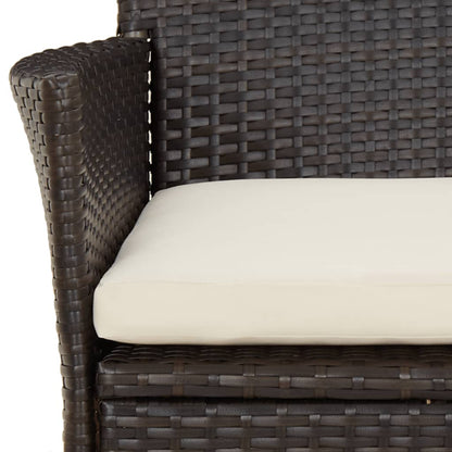 Vidaxl Set Comedor De Jardín 3 Piezas Y Cojines Ratán Sintético Marrón_4