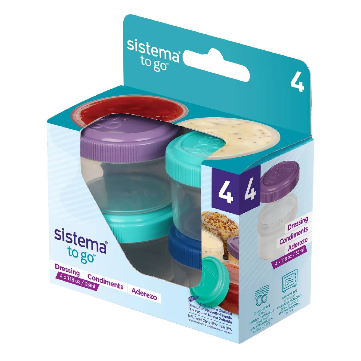 Pack de recipientes herméticos Dressing To Go System 4x35 ml