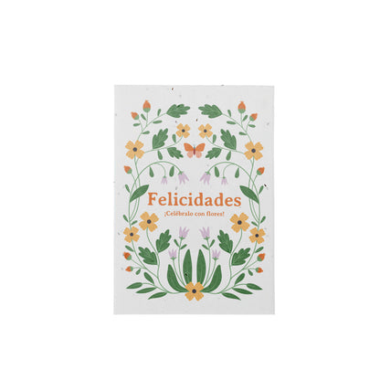 Postal Plantable Felicidades – Papel de Algodón Reciclado con Semillas de Flores - Resetea_0
