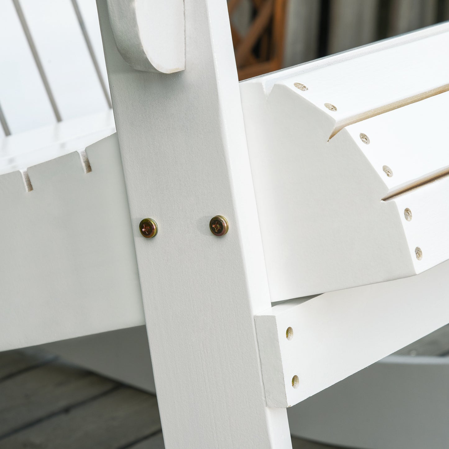Outsunny Silla De Jardín Mecedora Silla Adirondack De Madera 77x94x97cm Blanco_4