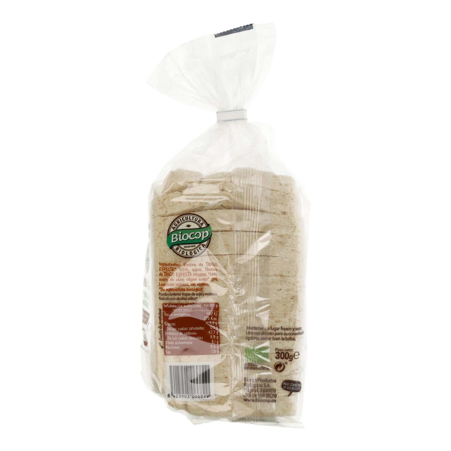 Pan de Molde Sin Corteza de Espelta Biocop 300 g