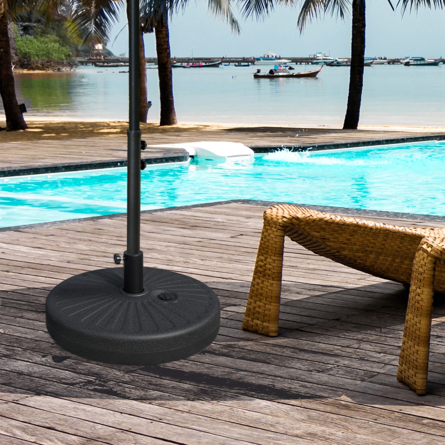 Outsunny Base De Sombrilla Rellenable De Agua 22kg Para Poste 38/48mm Ø51x30,5cm_1