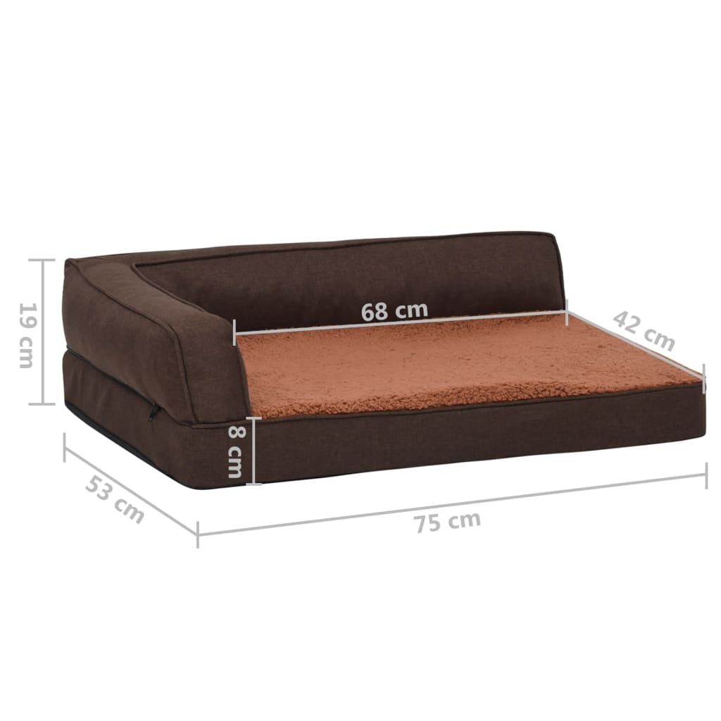 Colchón De Cama De Perro Ergonómico Aspecto Lino Marrón 75x53cm / Vetonek_2