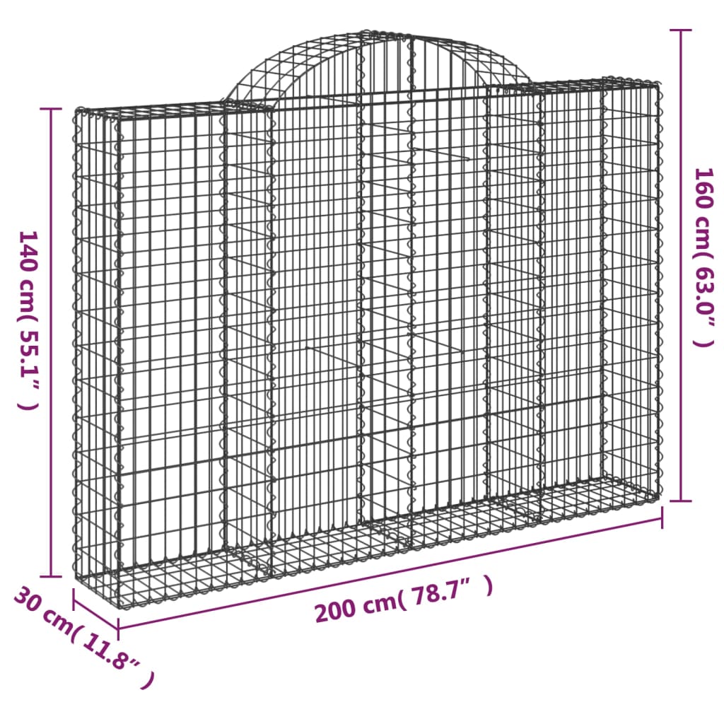 Cestas Gaviones 15 Uds Forma De Arco Hierro 200x30x140/160 Cm_5